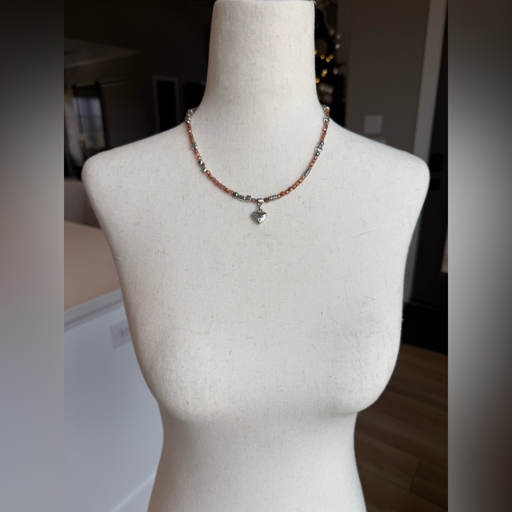 Brighton Hope Heart Necklace - Silver + Amber - Picture 4 of 6